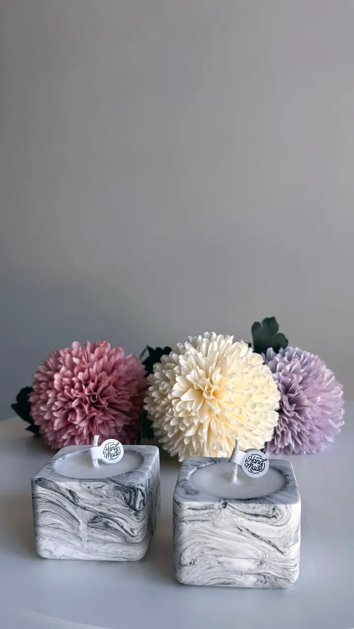 Mini Square Stone Candle küçük görsel 3